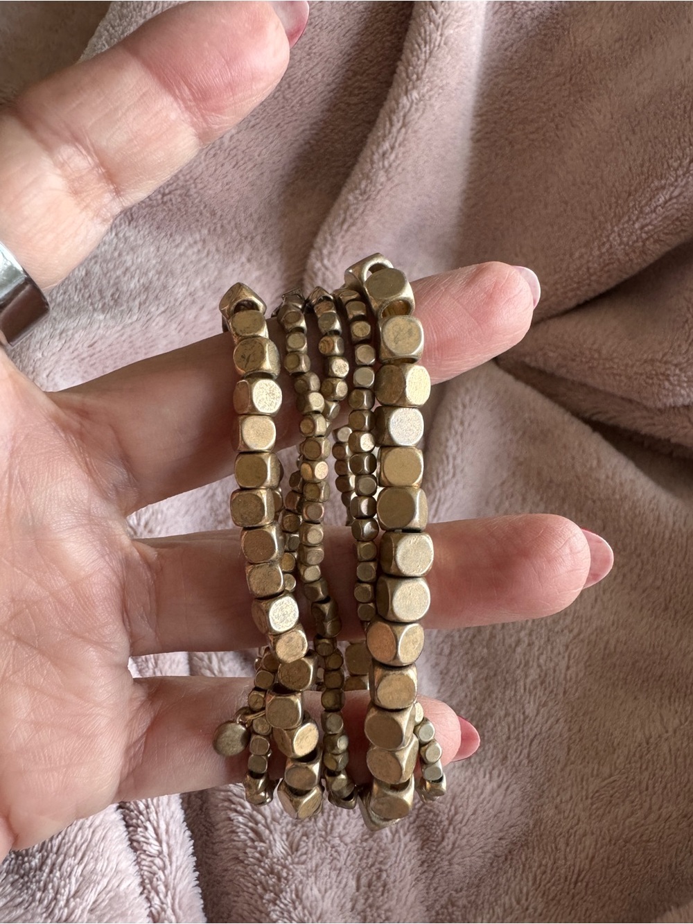 Gold-Tone Beaded Stretch Bracelet Set (5)- Women Jewelry